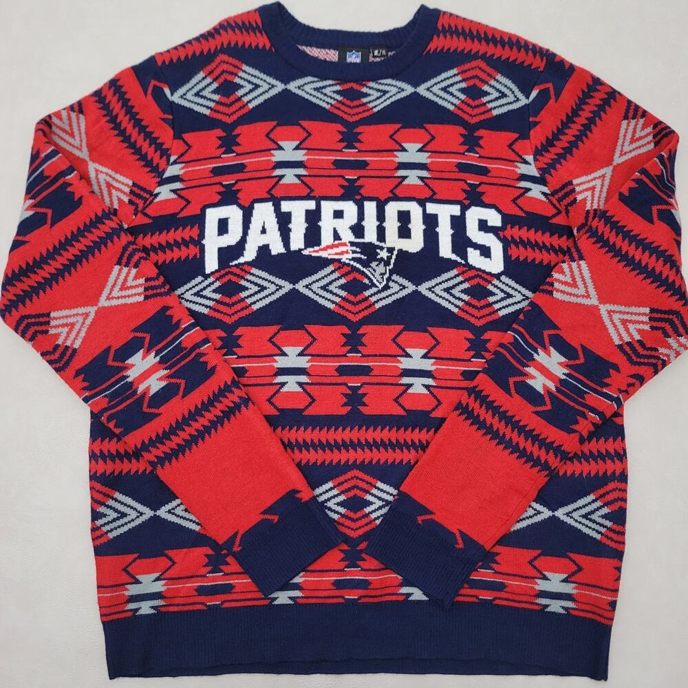 NFL Team Apparel New England Patriots Sweater Mens XLarge Red Blue